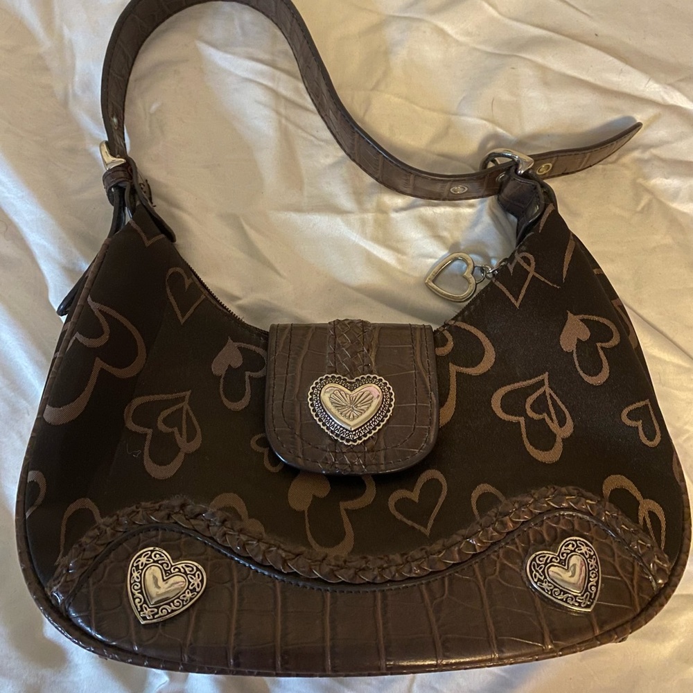 Brown heart y2k hand bag
